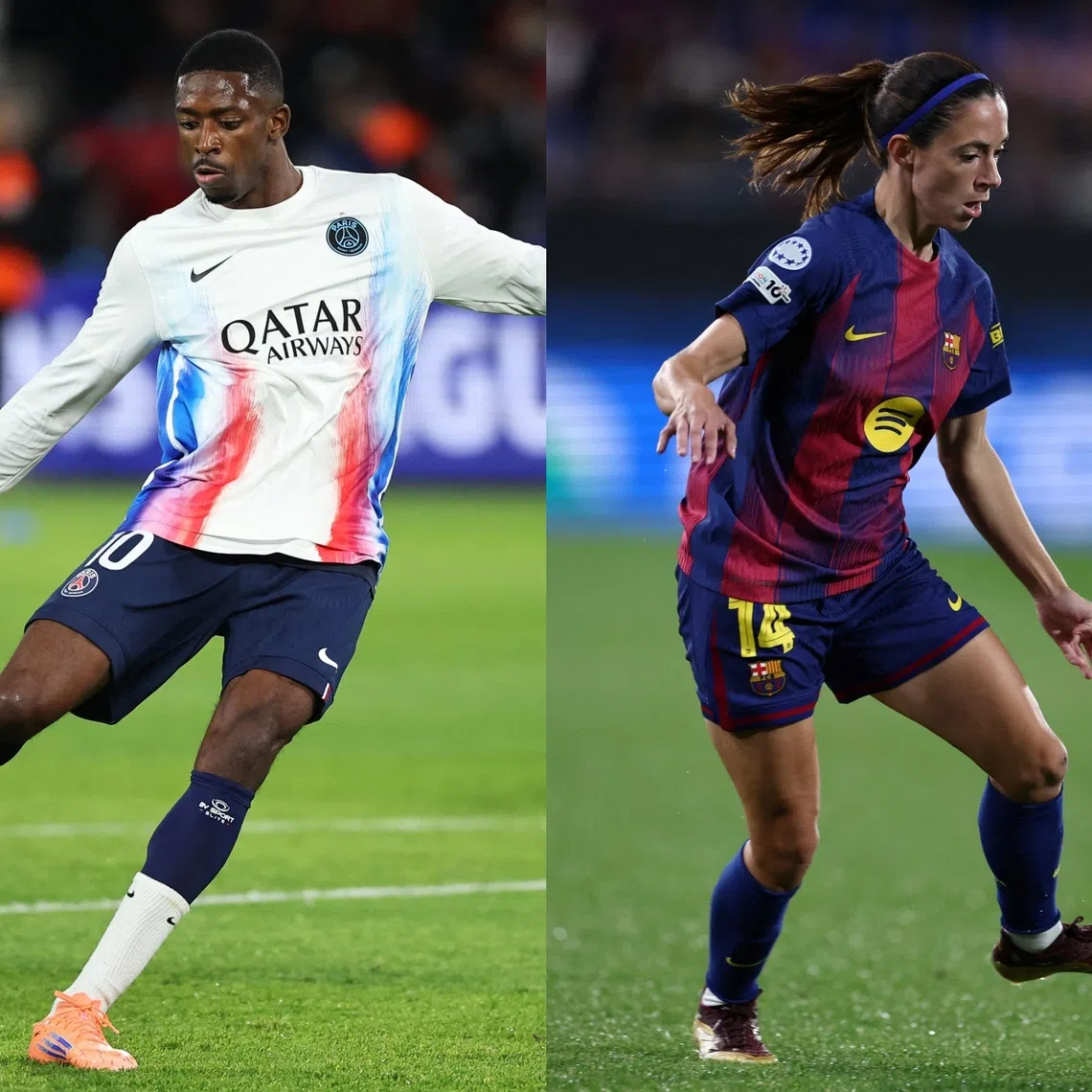 FIFA Player of the Year award winners Ousmane Dembele (left) and Aitana Bonmati.
