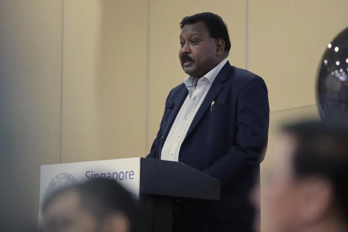 SPS president Dickrose Masalamani at the official launch of the Digital Marketplace Portal for Licensed Plumbers on May 27.