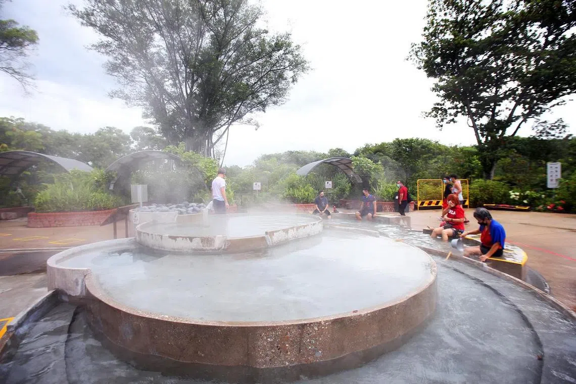 Two known areas with geothermal potential are the Sembawang Hot Spring Park (pictured) and Pulau Tekong.