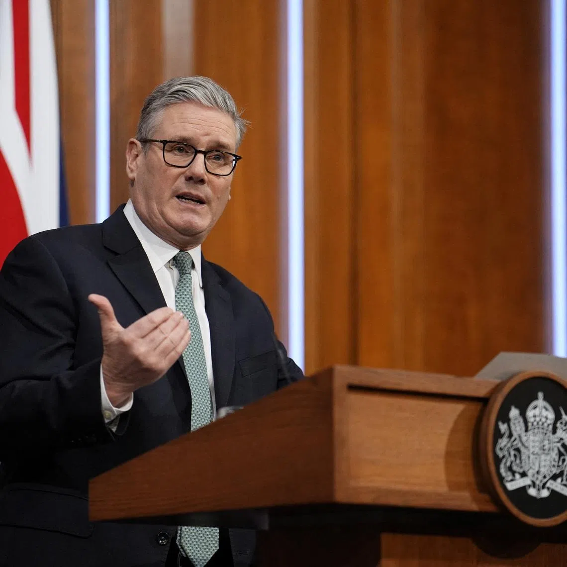 British Prime Minister Keir Starmer speaks to the media in the briefing room of 9 Downing Street in central London, Britain, after U.S. president Donald Trump's threats to ramp up tariffs until a deal is reached for the U.S. to buy Greenland. Picture date: Monday January 19, 2026.  Jordan Pettitt/Pool via REUTERS