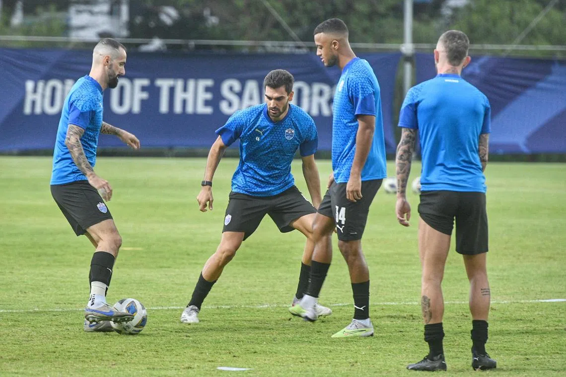 (From left) Manuel Lopez, Rui Pires, Richairo Zivkovic and Maxime Lestienne are among the eight foreign players Lion City Sailors have at their disposal.