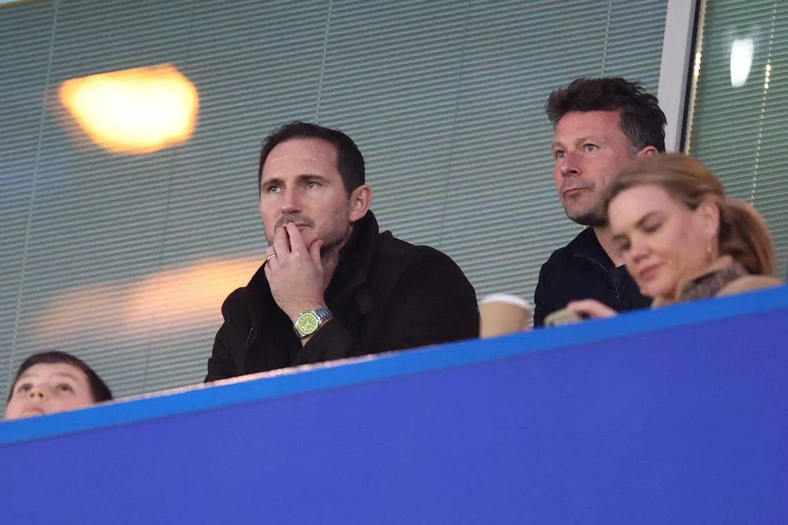 Former Chelsea player and manager Frank Lampard is seen inside the stadium before the match between Chelsea and Liverpool. 