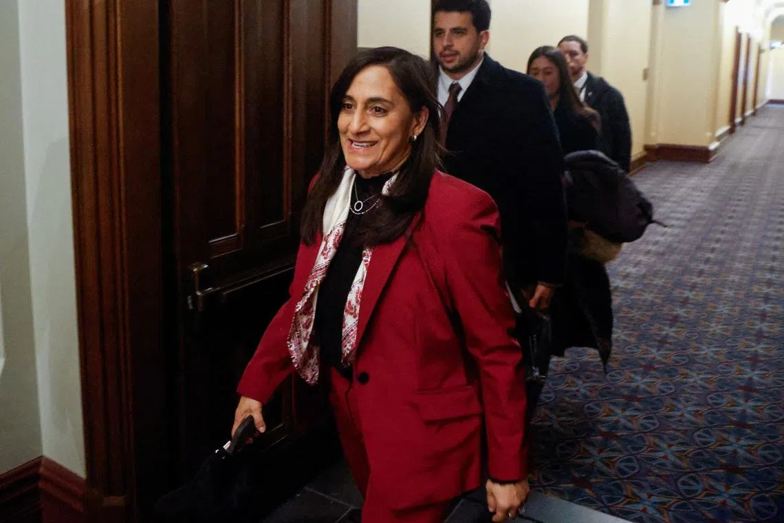 FILE PHOTO: Canada's Foreign Affairs Minister Anita Anand arrives on Parliament Hill in Ottawa, Ontario, Canada, January 28, 2026.  REUTERS/Patrick Doyle/File Photo