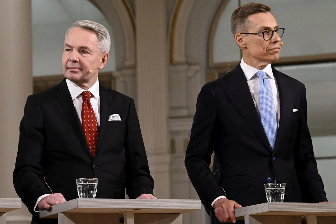 Mr Haavisto (left) and Mr Stubb (right) will meet in the run-off election on Feb 11.  