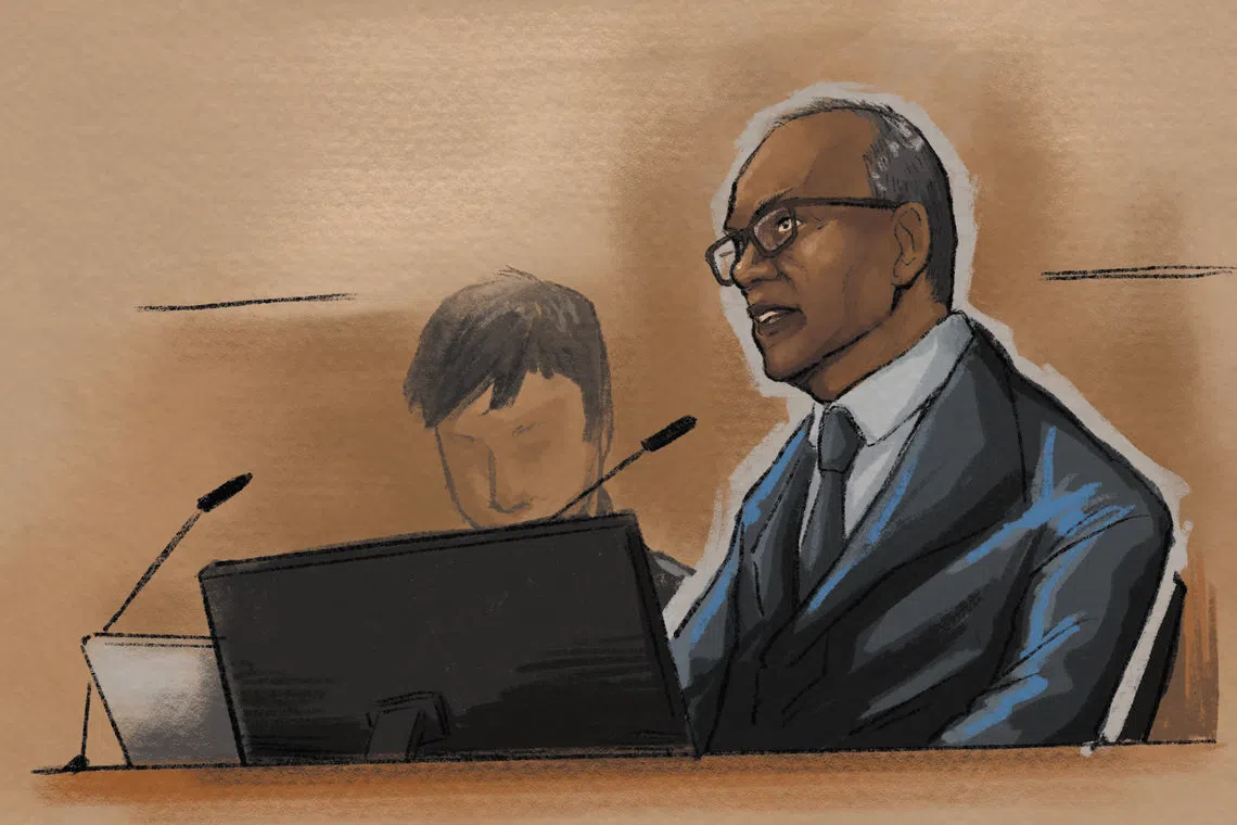 Under cross-examination on the first day of the trial, Coordinating Minister for National Security and Minister for Home Affairs K. Shanmugam turned the spotlight on e-mail exchanges in the Bloomberg newsroom.