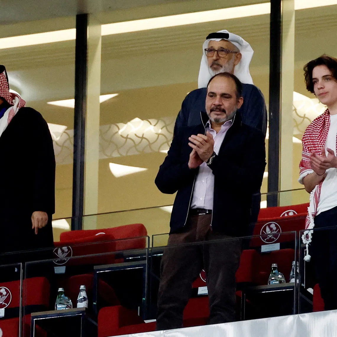 Soccer Football - AFC Asian Cup - Semi Final - Jordan v South Korea - Ahmed bin Ali Stadium, Al Rayyan, Qatar - February 6, 2024 Prince Ali bin Al Hussein, President of the Jordanian Football Federation is pictured in the stands before the match REUTERS/Thaier Al-Sudani