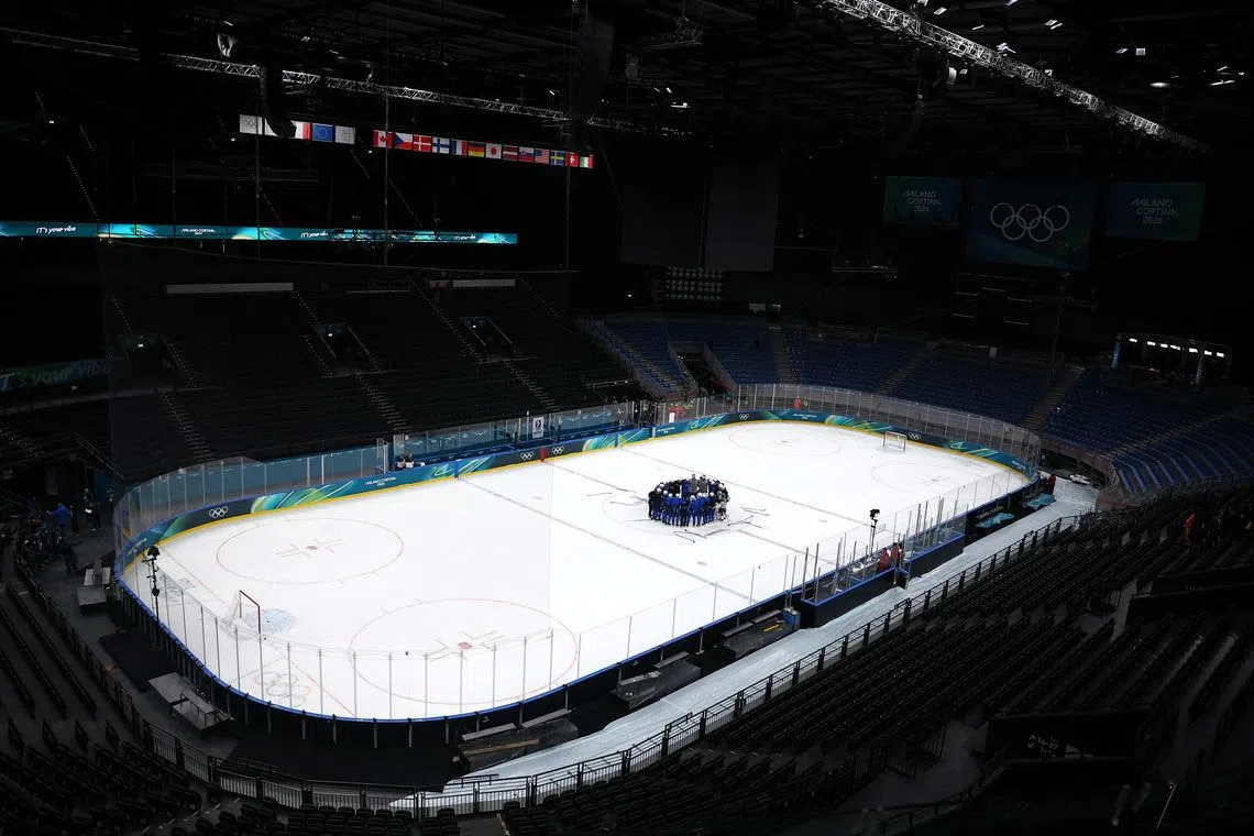 Milano Cortina 2026 Winter Olympics - Ice hockey - Milano Santagiulia Ice Hockey Arena, Milan, Italy - February 3, 2026 General view of the Milano Santagiulia Ice Hockey Arena ahead of the Milano Cortina 2026 Winter Olympics REUTERS/Susana Vera