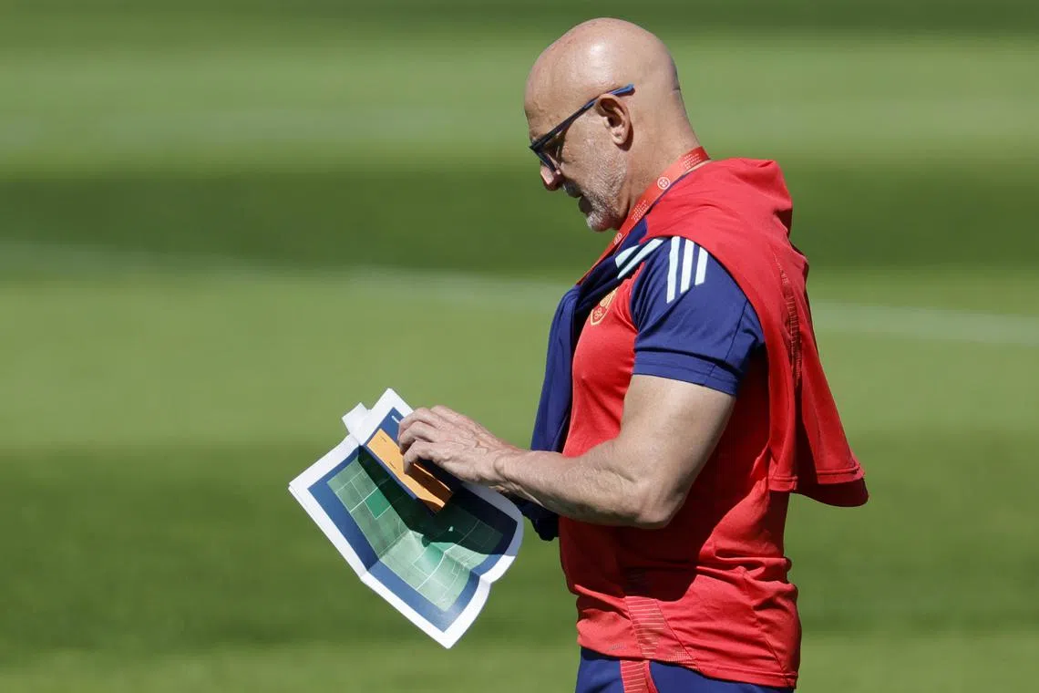 Spain coach Luis de la Fuente attending the team's training session in Donaueschingen, Germany, on July 8. His side take on England in the Euro 2024 final on July 14.