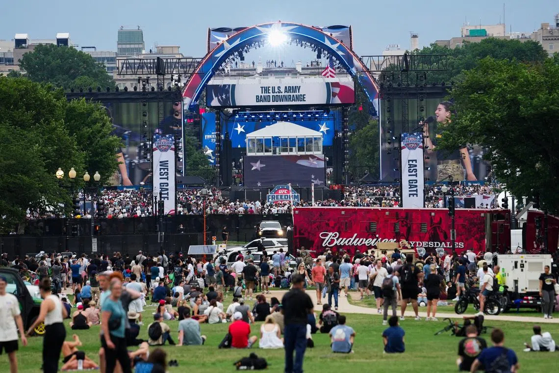 The U.S. Army Band Downrange performs on the day of the UFC Freedom 250, in Washington, D.C., U.S., June 14, 2026. REUTERS/Eric Lee