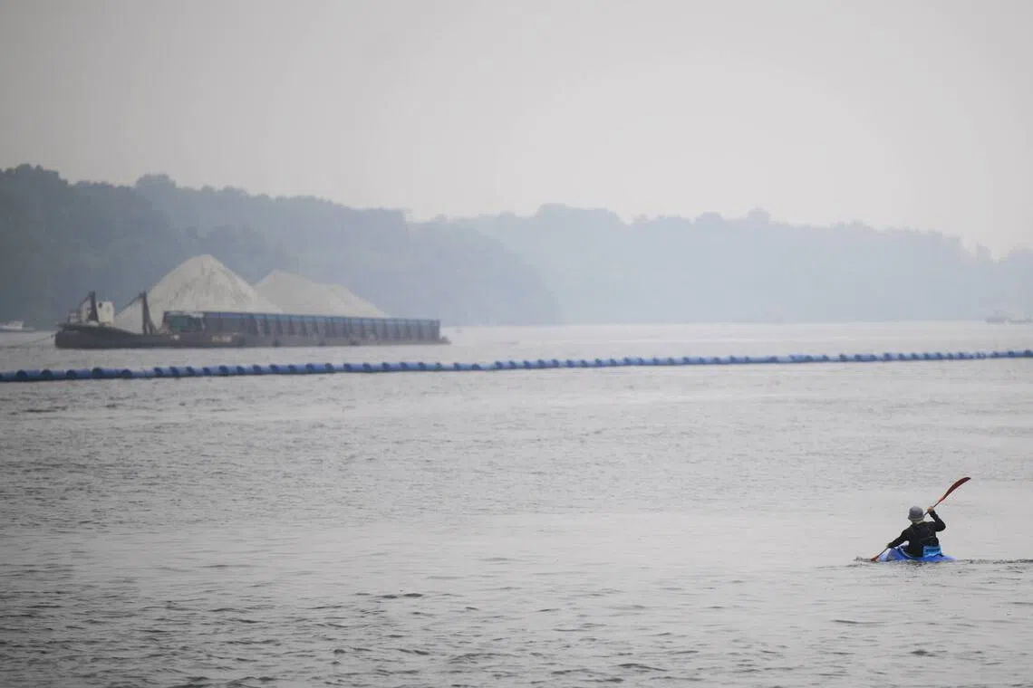 Hazy conditions seen on the outskirts of Punggol Beach at around 12pm on Oct 24.