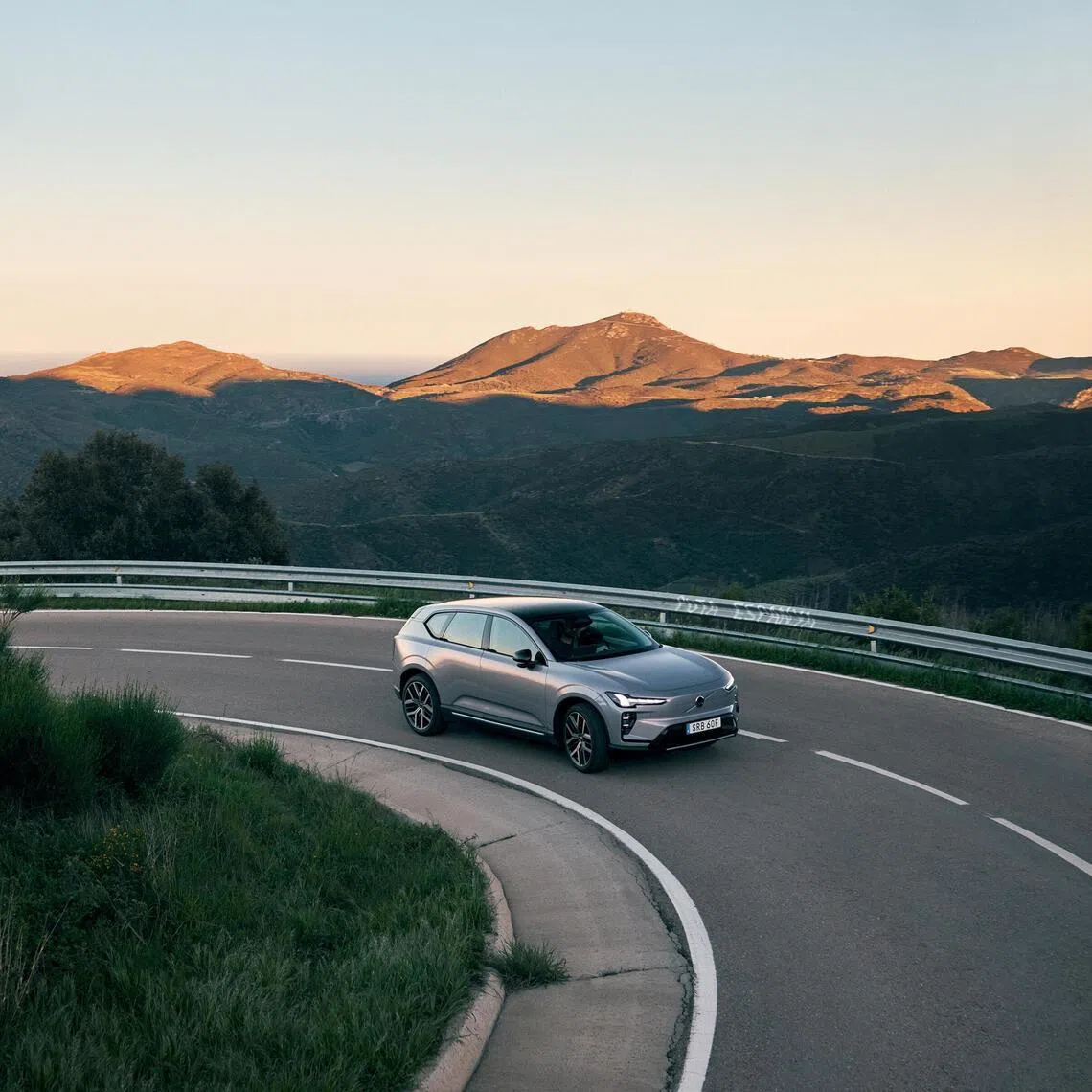 The Volvo EX60 laps twisty roads in an impressively unshakeable fashion. 