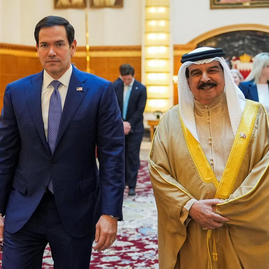 US Secretary of State Marco Rubio leaves after a meeting with Bahrain’s King Hamad bin Isa Al Khalifa.