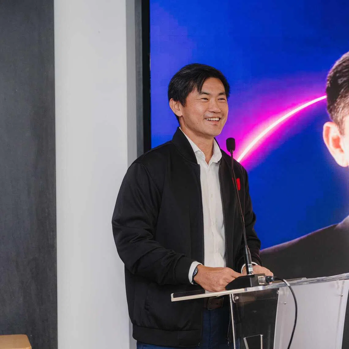 NTUC deputy secretary-general Desmond Tan at the launch of Singapore-headquartered firm Synagie’s new AI platform Geene 2.0.