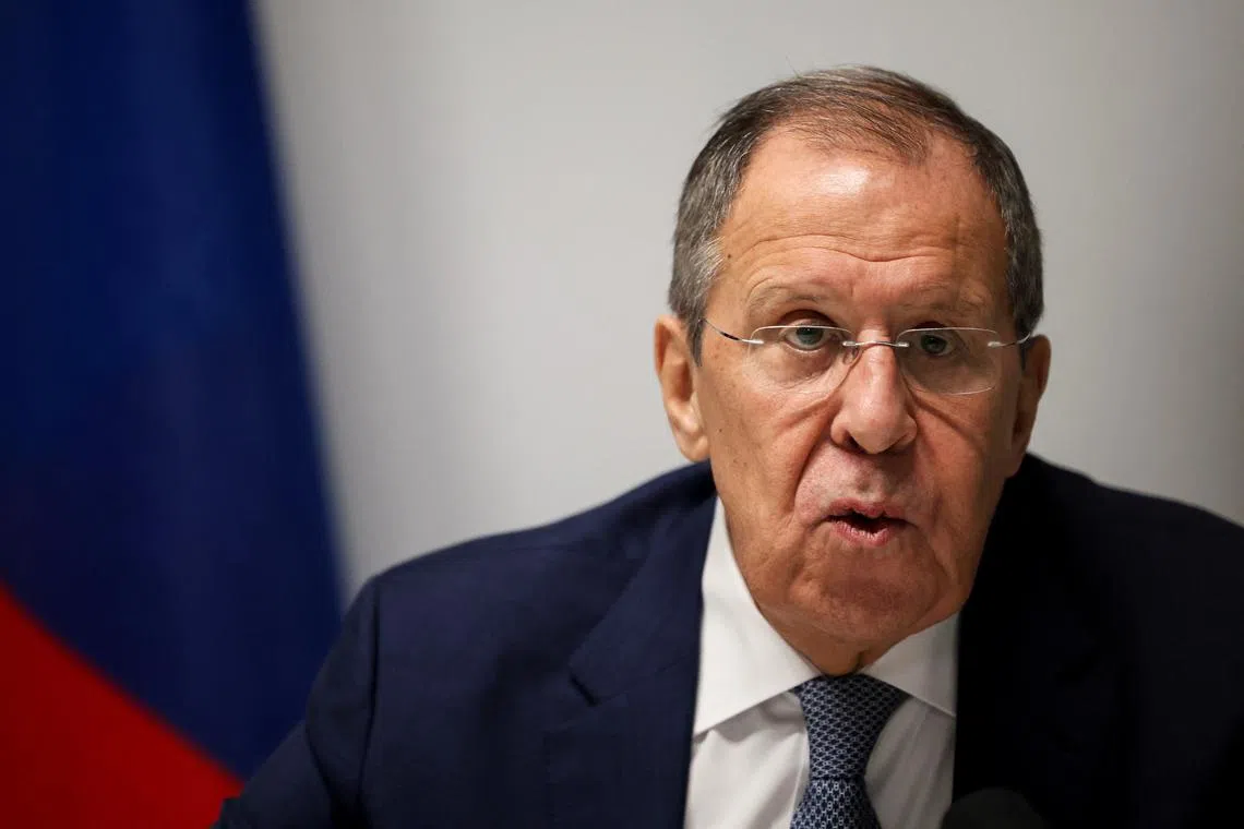 Russia's Foreign Minister Sergei Lavrov speaks to the media as he attends the 31st Organization for Security and Co-operation in Europe (OSCE) Ministerial Council in Ta'Qali, Malta, December 5, 2024. REUTERS/Florion Goga