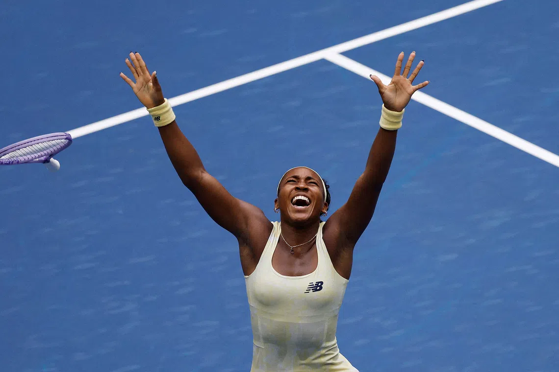Tennis - U.S. Open - Flushing Meadows, New York, United States - September 9, 2026 Coco Gauff of the U.S. celebrates winning her quarter final match against Russia's Mirra Andreeva REUTERS/Shannon Stapleton TPX IMAGES OF THE DAY
