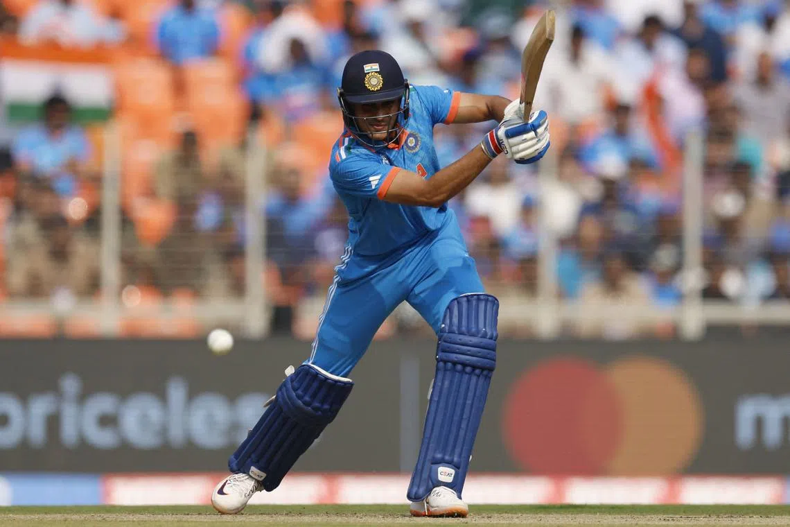 FILE PHOTO: Cricket - ICC Cricket World Cup 2023 - Final - India v Australia - Narendra Modi Stadium, Ahmedabad, India - November 19, 2023 India's Shubman Gill in action REUTERS/Adnan Abidi/File Photo