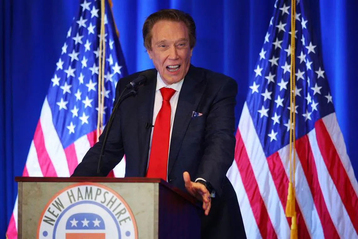 FILE PHOTO: Republican presidential candidate and businessman Perry Johnson speaks at the New Hampshire Republican Party's First in the Nation Leadership Summit in Nashua, New Hampshire, U.S., October 13, 2023.   REUTERS/Brian Snyder/ File Photo