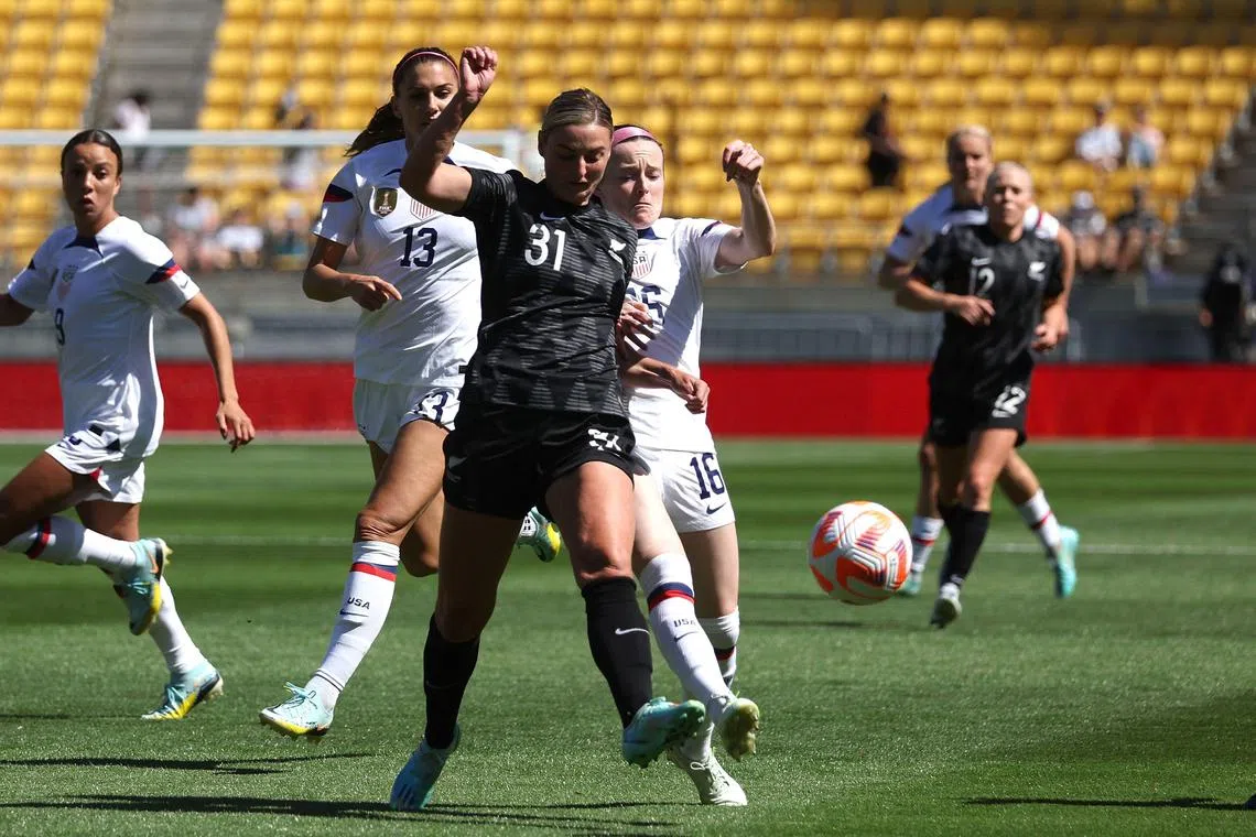 New Zealand's Anna Green, seen competing in a friendly against the United States, announced her retirement from international football on Jan 28.