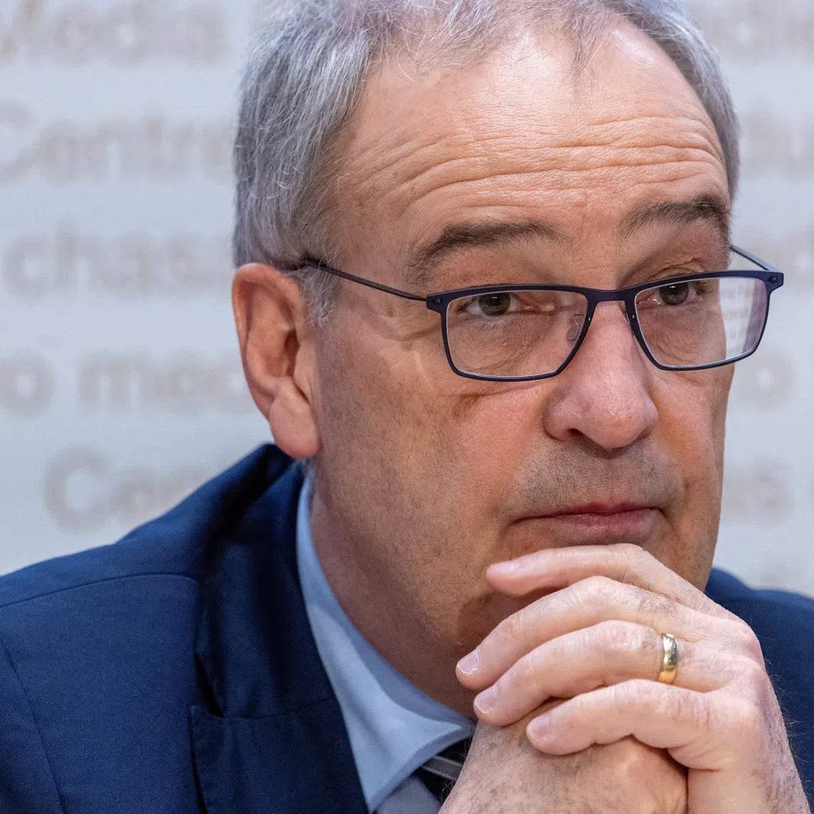 Swiss federal councillor Guy Parmelin attends a press conference after the weekly governmental meeting in Bern, Switzerland, January 29, 2025. REUTERS/Denis Balibouse