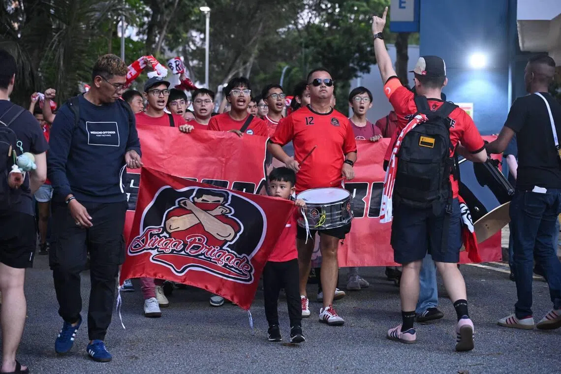 Singapore fans at the Jalan Besar Stadium for the friendly on June 5.