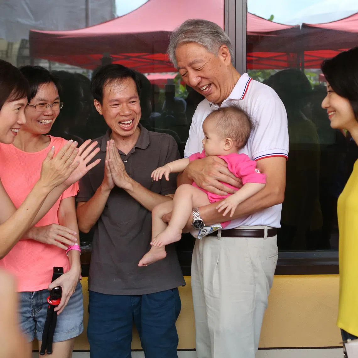 Minister for Manpower Josephine Teo (far left) and Senior Minister Teo Chee Hean at Safra Punggol for the My Family Fiesta on Sept 8, 2019.