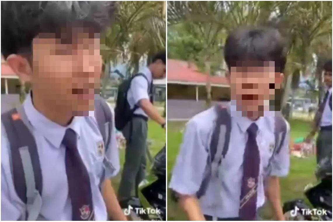 In the video, one teen could be seen swearing and making an obscene gesture while mocking questions about Singapore’s history in Malaysia's national exam.
