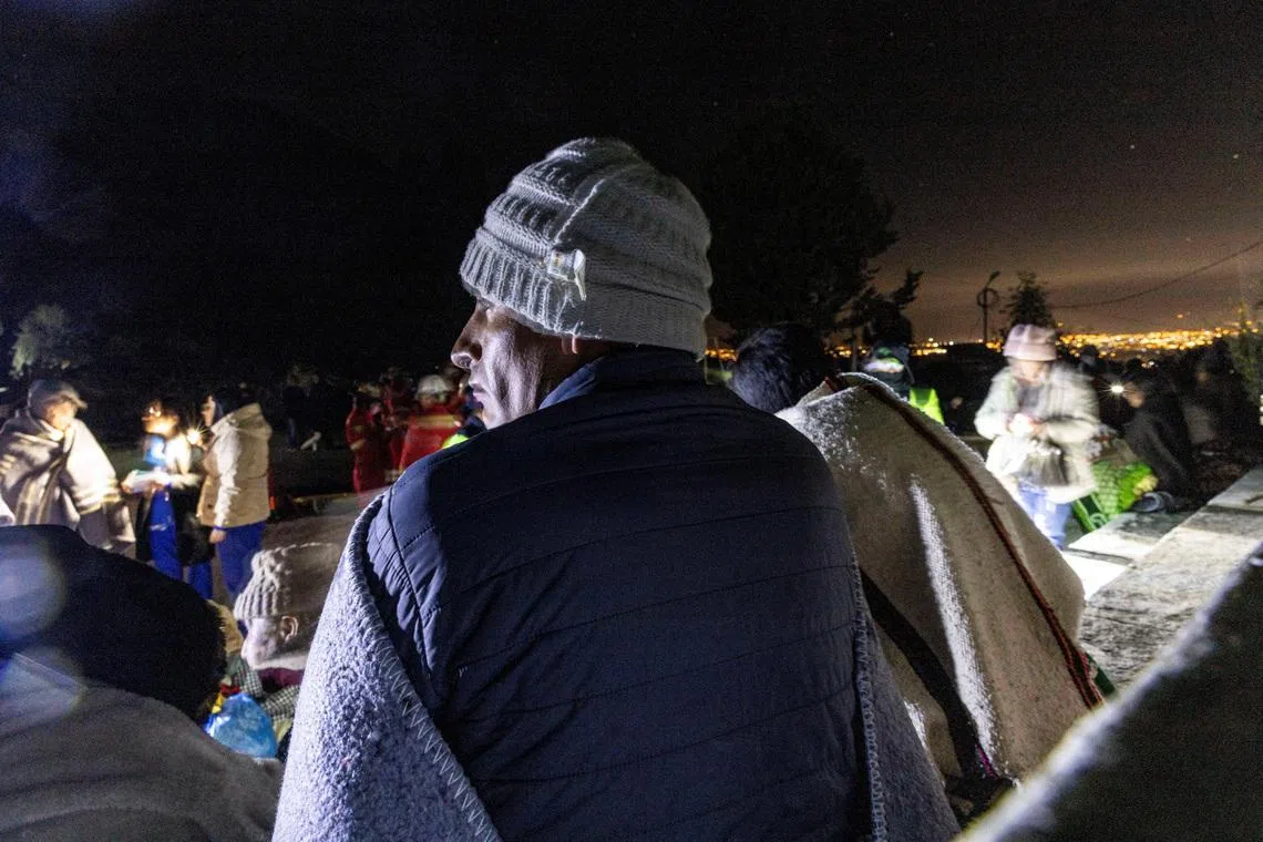 Residents gathering at the main square after the earthquake in central Peru. The government said the quake victims were being provided with tents.