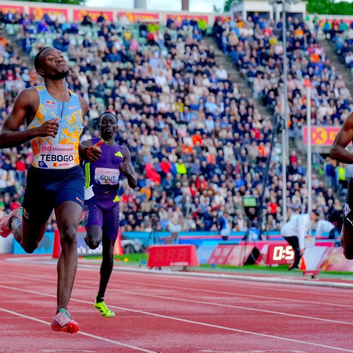 Botswana's Letsile Tebogo in action during the men's 200m at the Diamond League meet in Oslo.