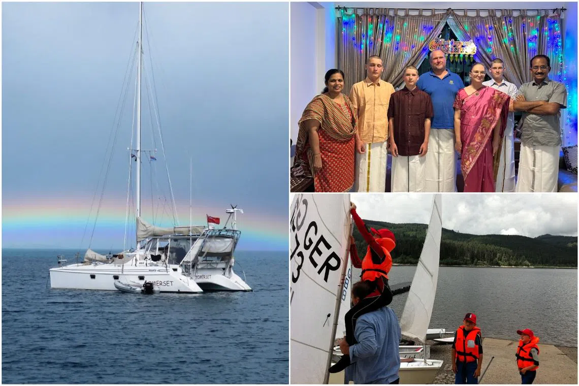 The Berns family they will spend 10 days in Singapore before sailing to Brunei, Taiwan, and Japan.
