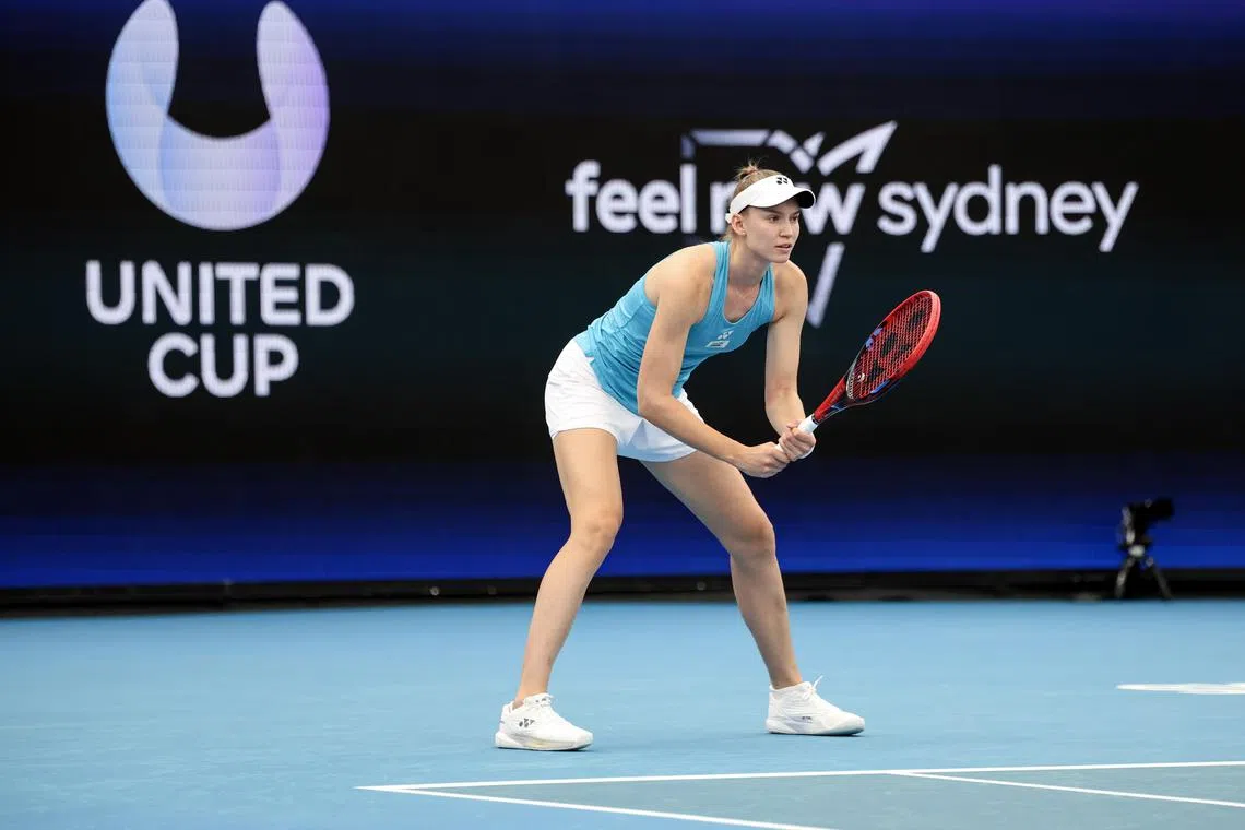 Elena Rybakina of Kazakhstan in action against Iga Swiatek of Poland during the United Cup semi-finals in Sydney on Jan 4.