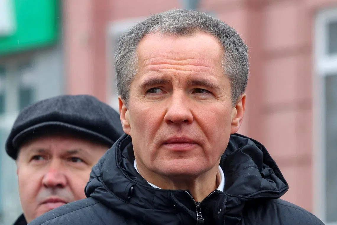 FILE PHOTO: Governor of the Belgorod region Vyacheslav Gladkov attends a commemoration ceremony marking 40 days since the deadly shelling, which local authorities called a Ukrainian military strike, in the course of Russia-Ukraine conflict in Belgorod, Russia, February 7, 2024. REUTERS/Stringer/File Photo