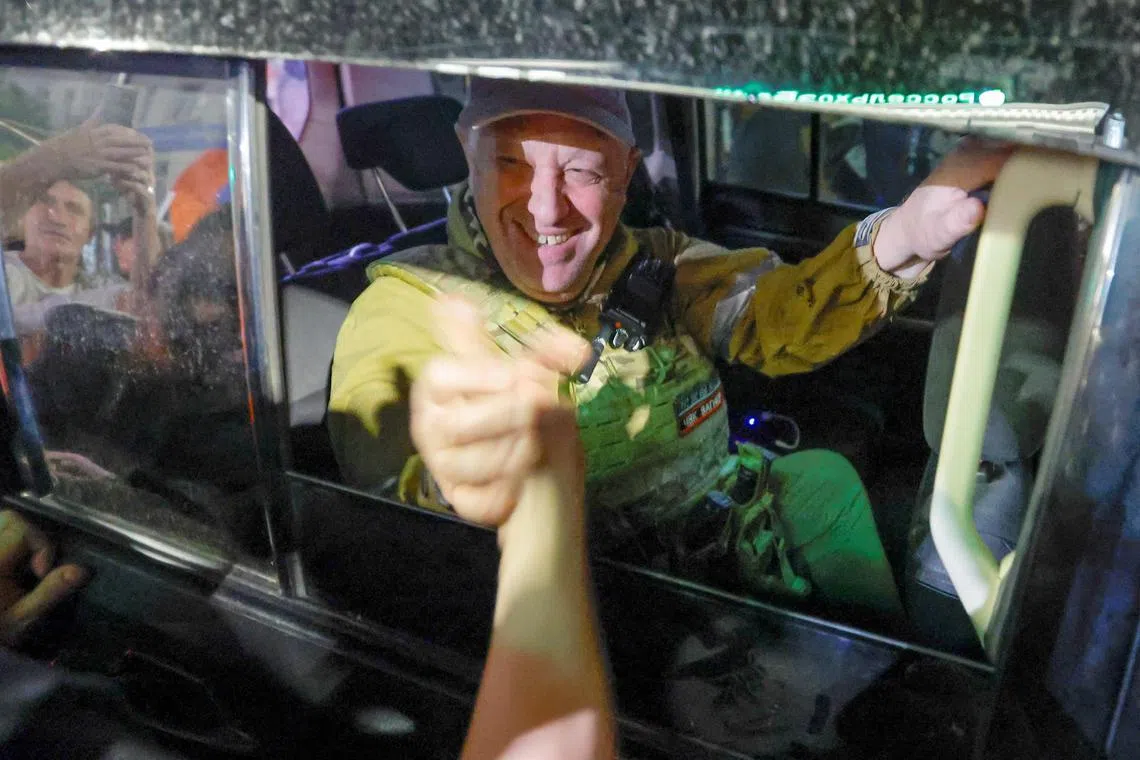 Wagner mercenary chief Yevgeny Prigozhin leaves Russia's Rostov-on-Don, after calling off his military mutiny.
