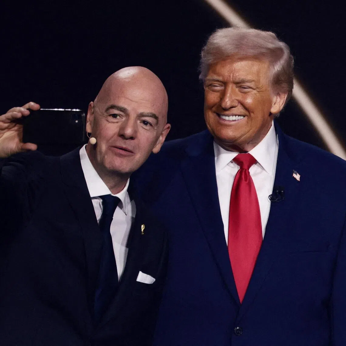 FIFA President Gianni Infantino (left) and US President Donald Trump posing for a wefie during the FIFA World Cup 2026 Draw.