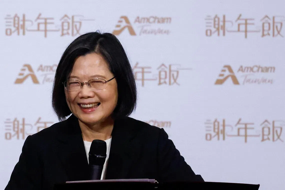 Taiwanese President Tsai Ing-wen, seen here in March, said on April 24 that she was happy the US Congress had passed a sweeping foreign aid package which includes arms support for the island.