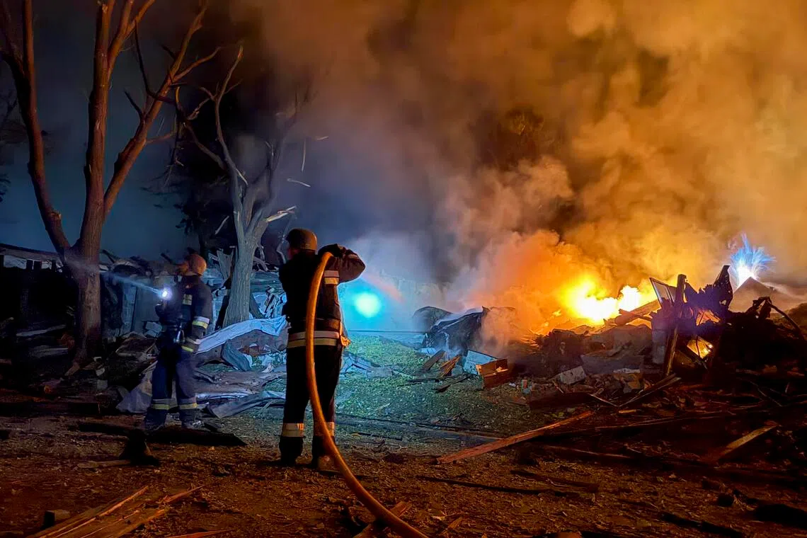 Residential buildings were also hit in the Russian attack on the Ukrainian city of Zaporizhzhia, on Aug 11.