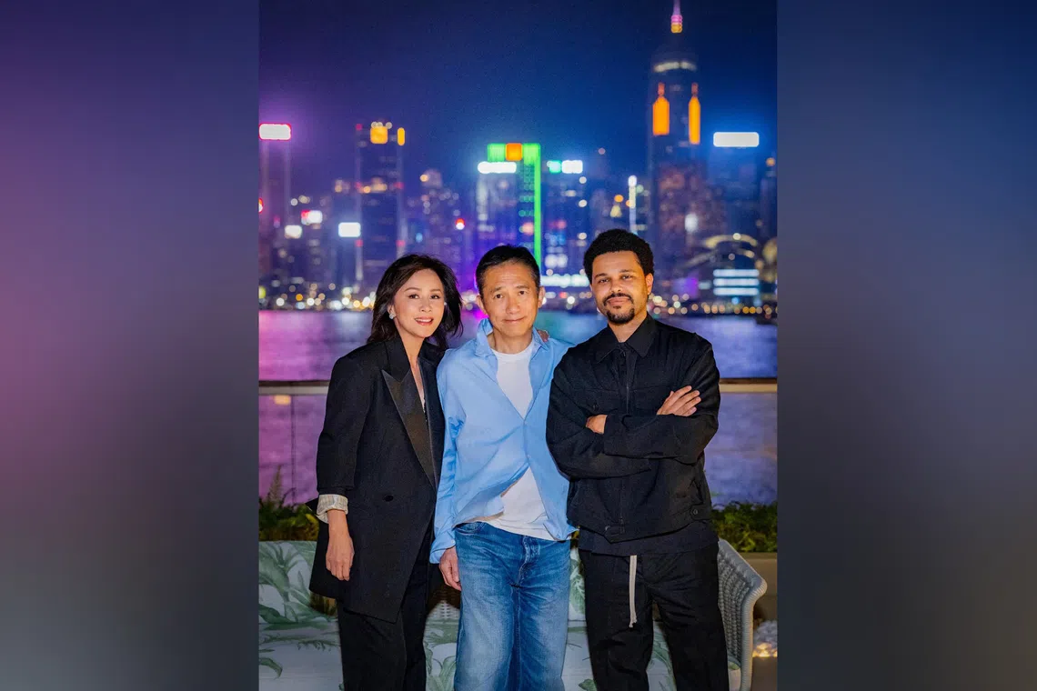 (From left) Actress Carina Lau and her husband Tony Leung had dinner with The Weeknd in Hong Kong over the weekend.