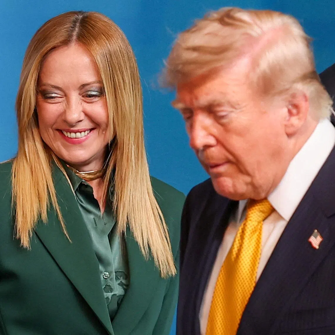 US President Donald Trump (right) and Italy’s Prime Minister Giorgia Meloni attend a NATO leaders’ summit in Ankara, Turkey, on July 8.