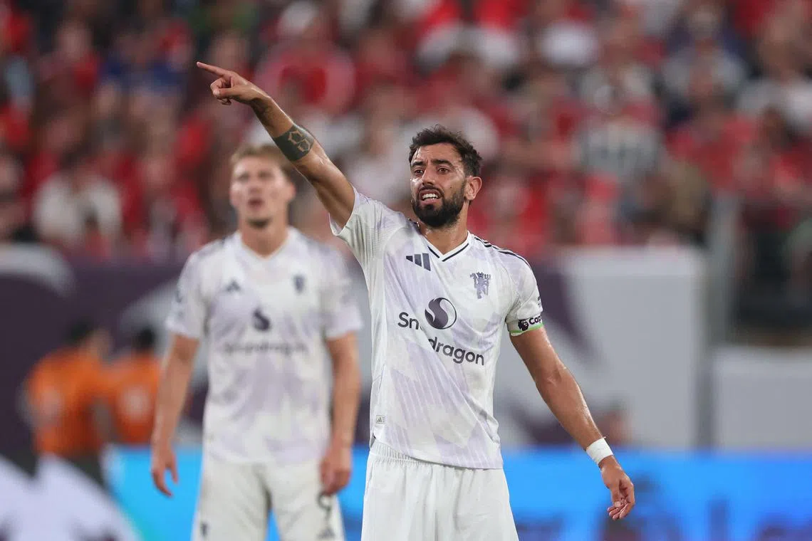 Manchester United captain Bruno Fernandes during a pre-season game against West Ham United.