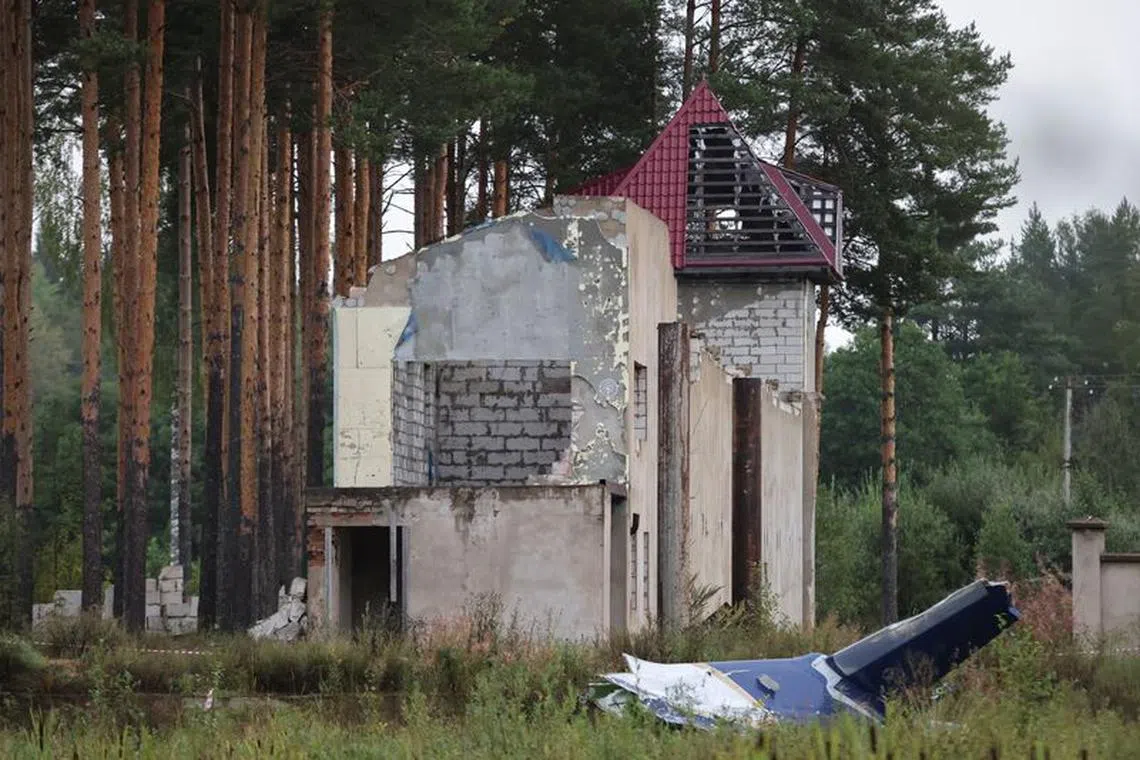 A wreckage of the private jet linked to Wagner mercenary chief Yevgeny Prigozhin is seen near the crash site in the Tver region, Russia, August 24, 2023. REUTERS/Marina Lystseva