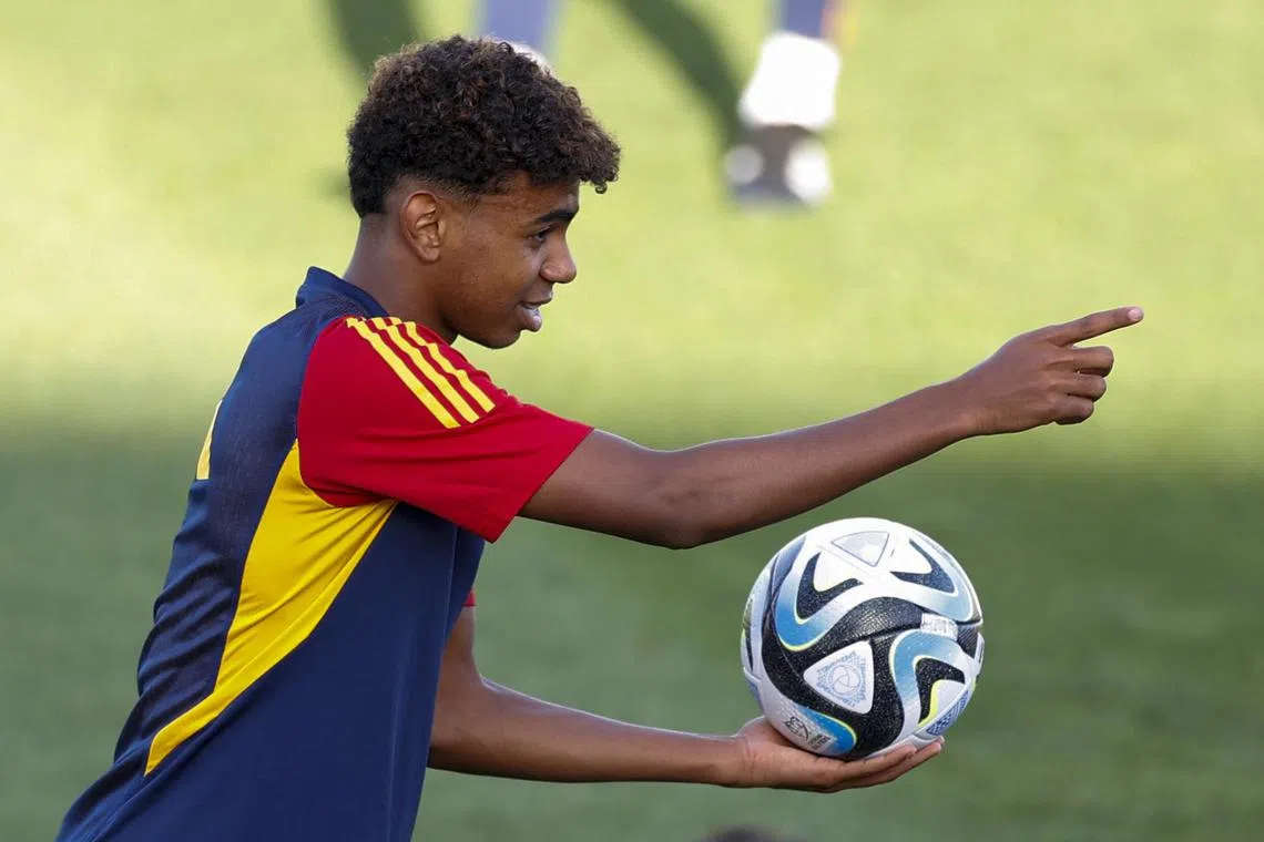 Striker Lamine Yamal was brought on in the first half of Spain’s Euro 2024 qualifier in Georgia.