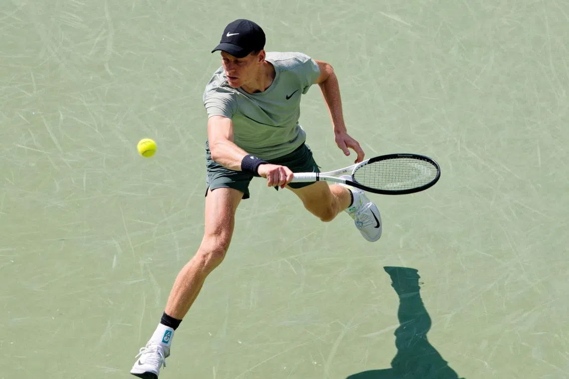 Jannik Sinner en route to beating Ben Shelton to progress to the Shanghai Masters quarter-finals.