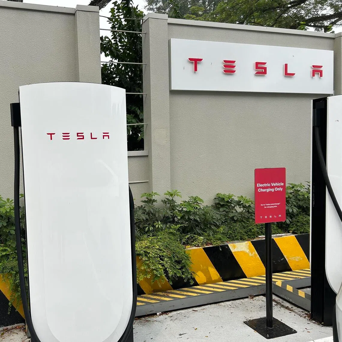 The four Tesla high-speed chargers in Dunearn Village are the first ones in Singapore to be open to non-Tesla vehicles.