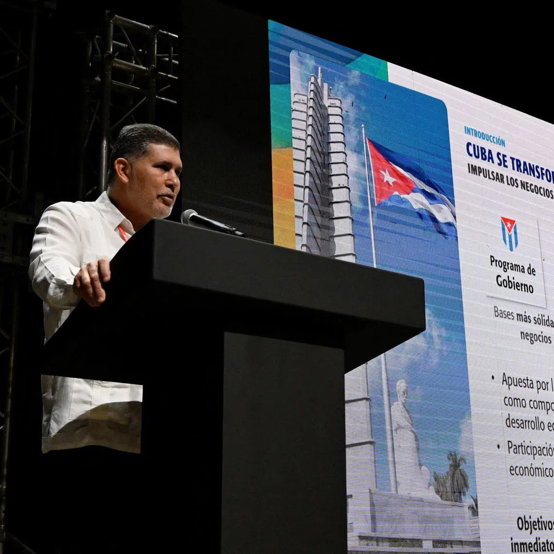 Cuba's Minister of Foreign Investment Oscar Perez-Oliva Fraga speaks at the 41st Havana International Fair (FIHAV) in Havana, Cuba November 25, 2025. REUTERS/Norlys Perez/File Photo