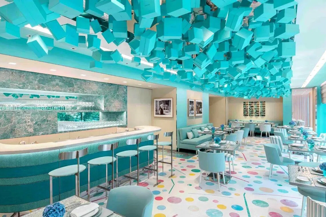 Tiffany & Co's Blue Box Cafe at Lee Gardens in Hong Kong's Causeway Bay. The brand will open its first Blue Box Cafe in Singapore in mid-July.