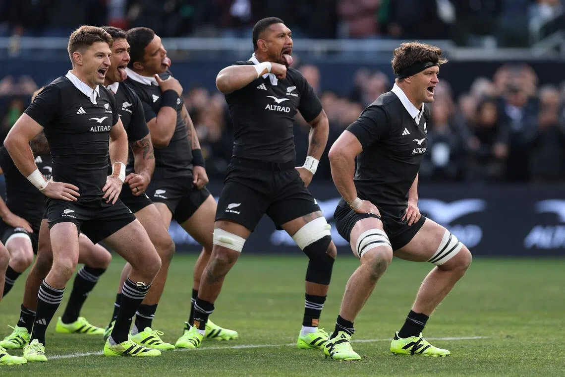 The All Blacks performing a haka prior to a match against Ireland in the United States on Nov 1.