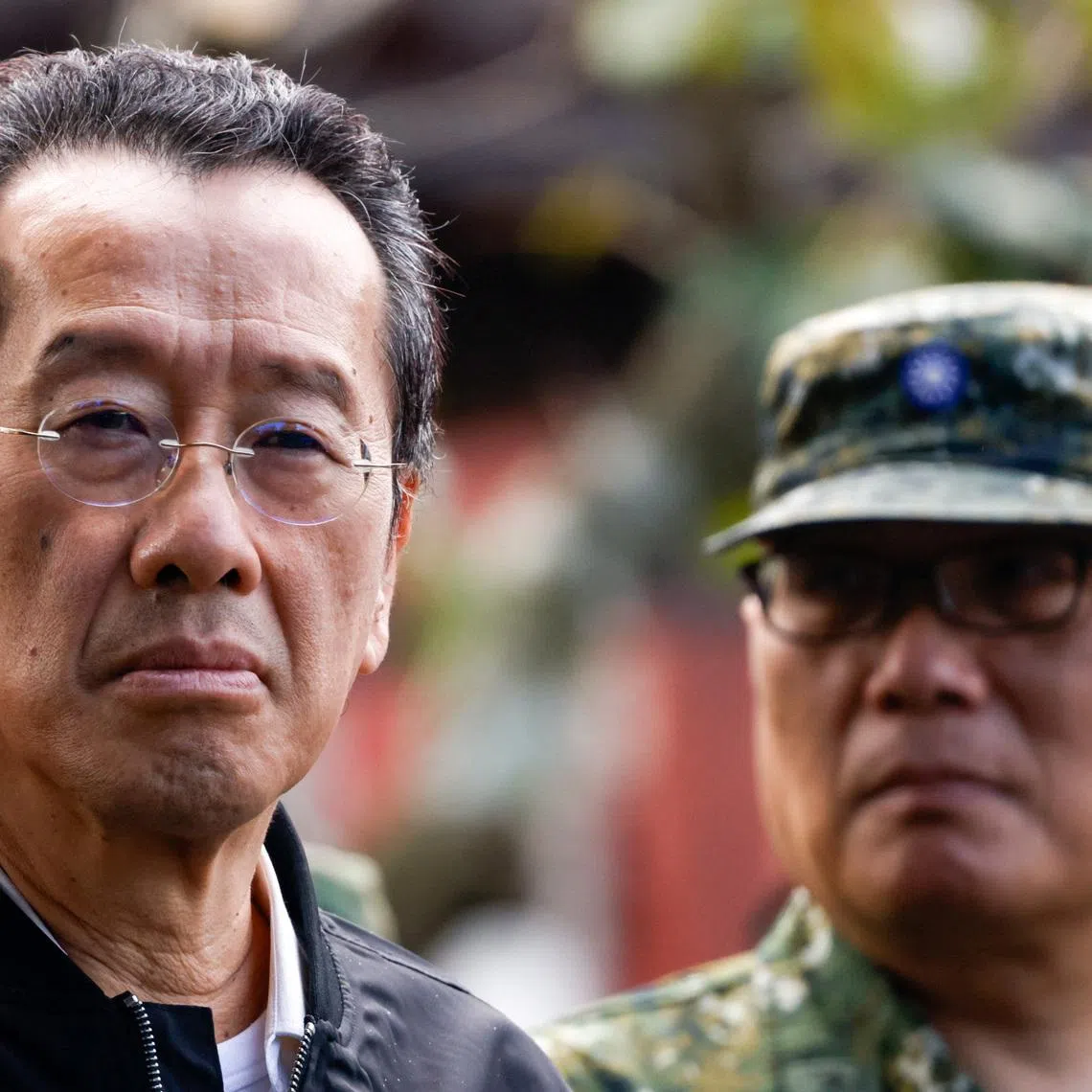 Taiwan Defence Minister Wellington Koo inspects reservists during a training session at Loung Te Industrial Parks Service Center in Yilan, Taiwan December 2, 2025. REUTERS/Ann Wang