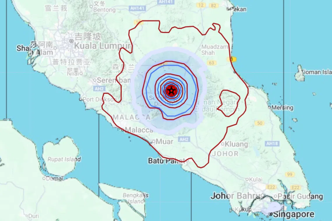 The Malaysian Meteorological Department said tremors were felt in parts of Johor state.