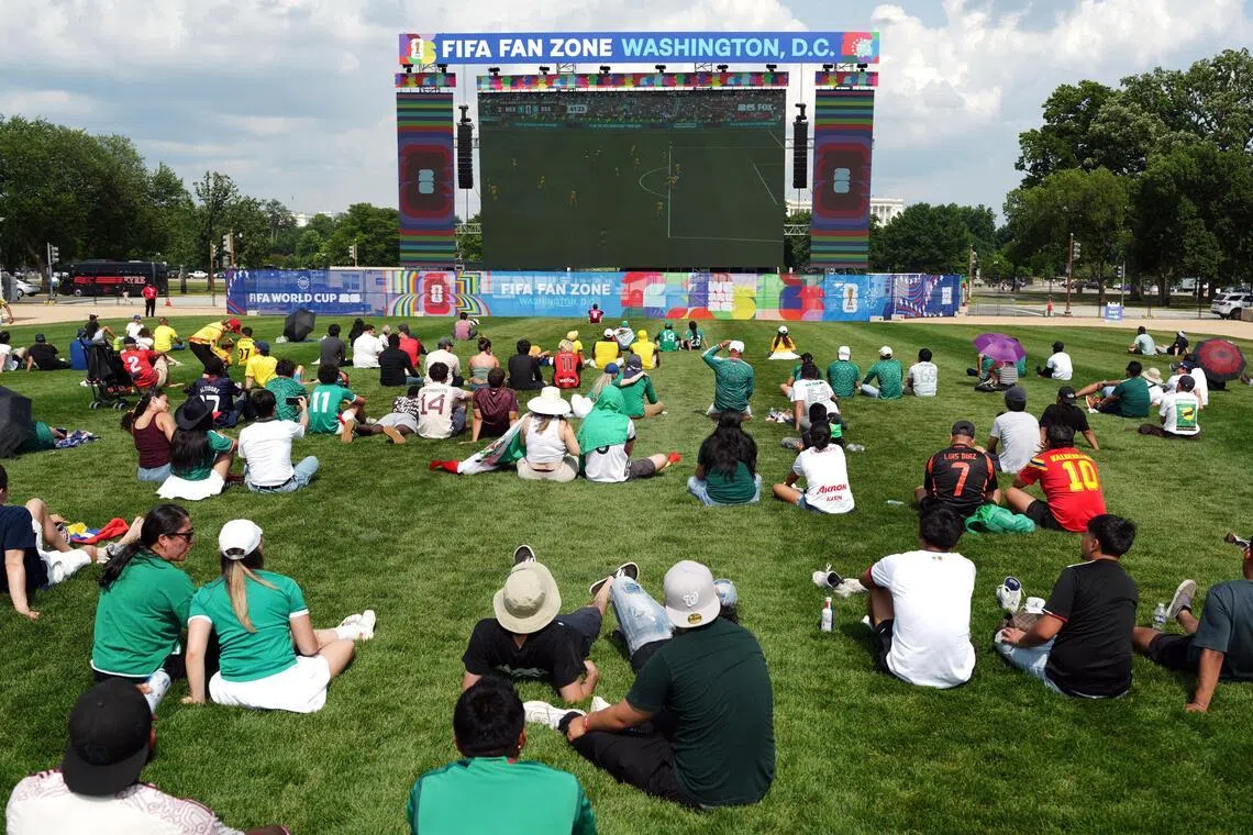 Fans watching the World Cup opener between Mexico and South Africa at the Fifa Fan Zone in Washington DC, United States, on June 11.
