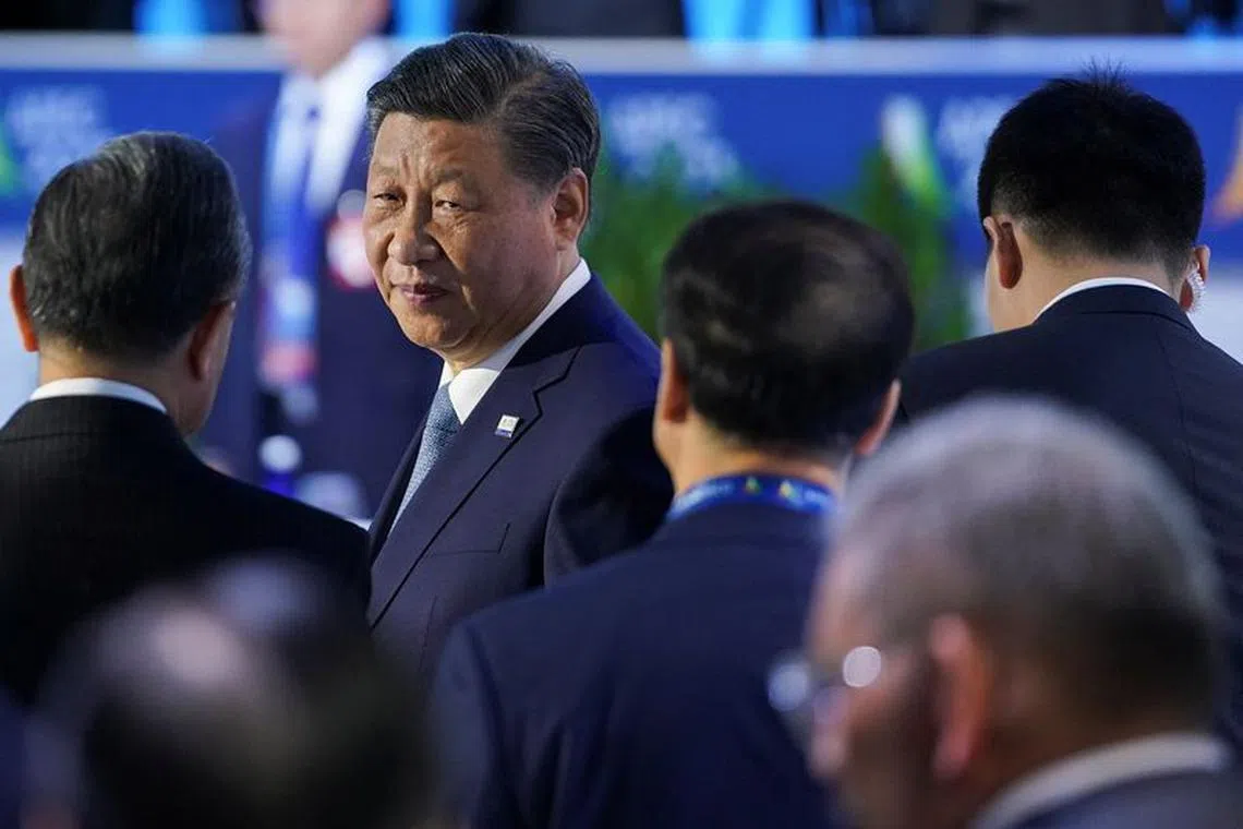 Chinese President Xi Jinping attends the Leaders Retreat at the Asia-Pacific Economic Cooperation (APEC) summit in San Francisco, California, U.S., November 17, 2023. REUTERS/Kevin Lamarque