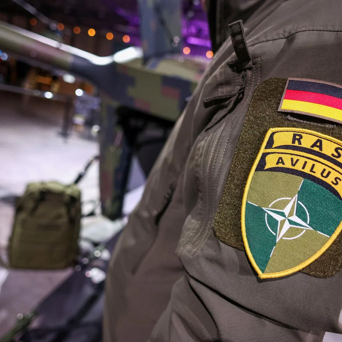 A logo during a military display at Berlin-Schoenefeld, Germany, March 6, 2026.  REUTERS/Liesa Johannssen